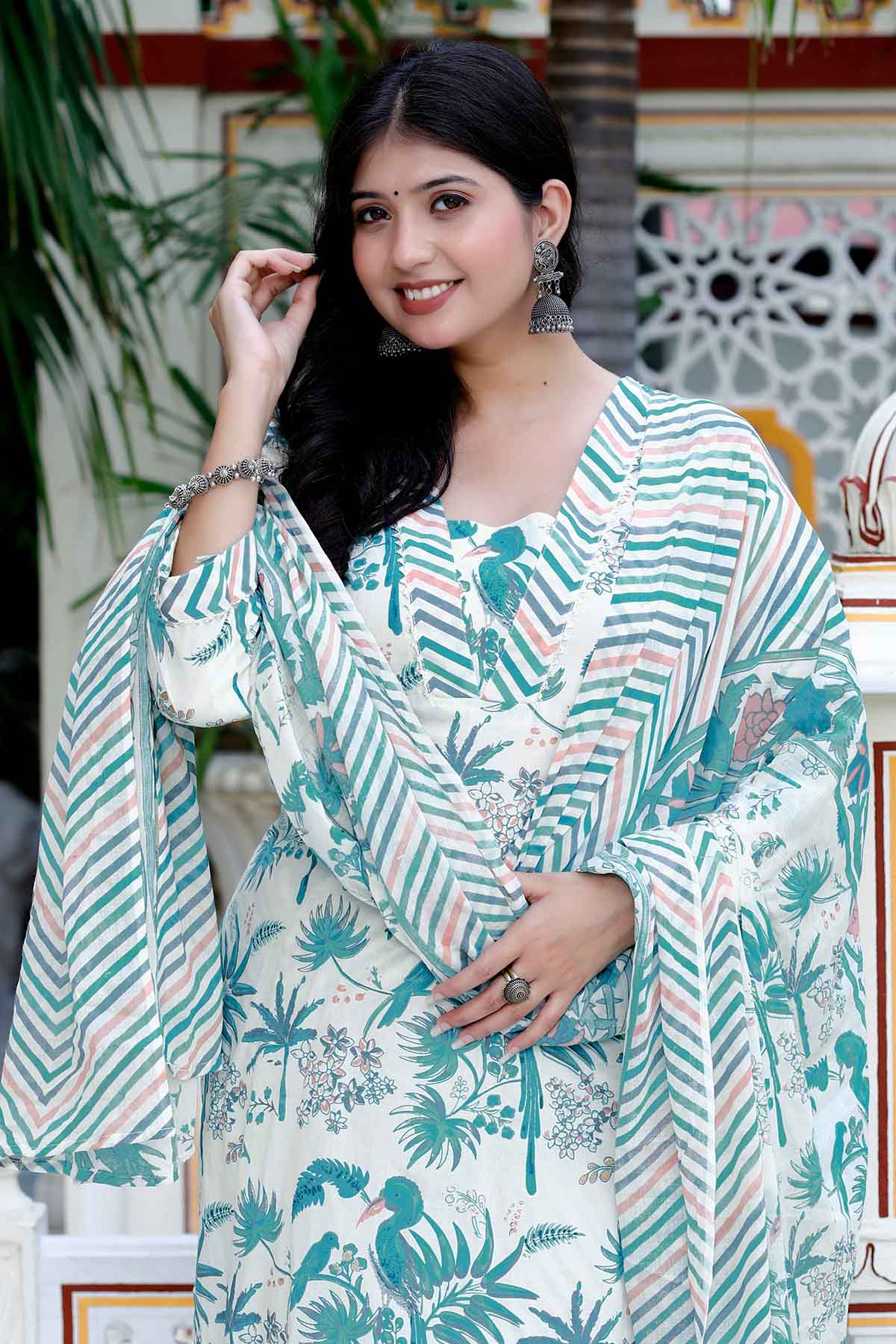 Printed Light Green Kurta Set