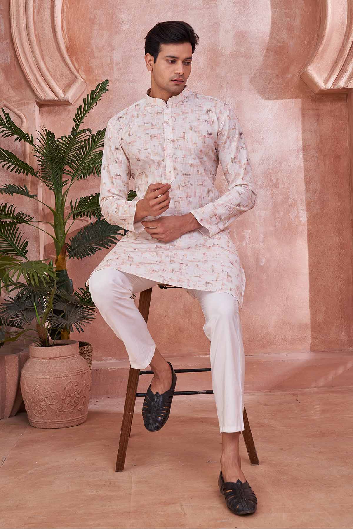 Buy Printed Multicolor Cotton Kurta by SNEHA B - Men for online at ScrollnShops