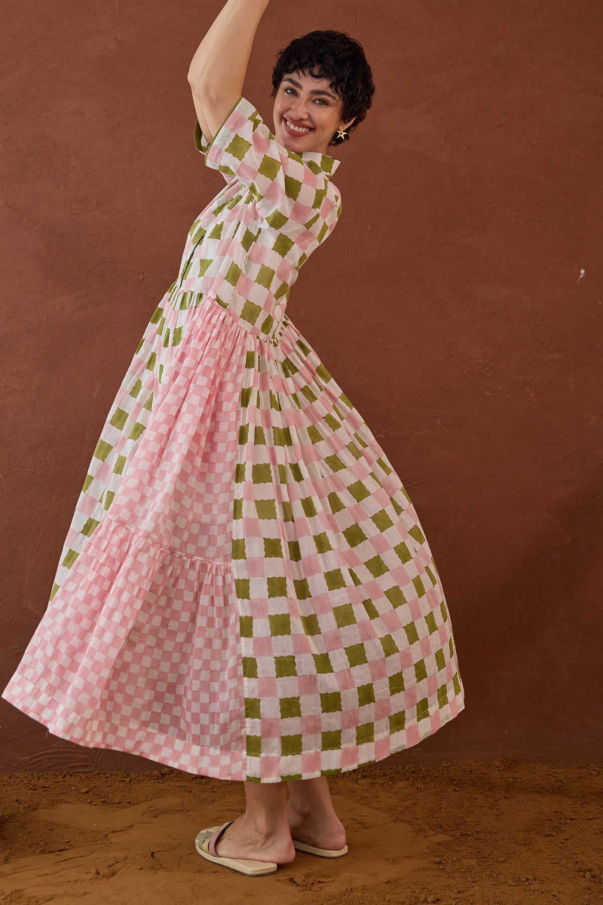 Printed Cotton Midi Shirt Dress