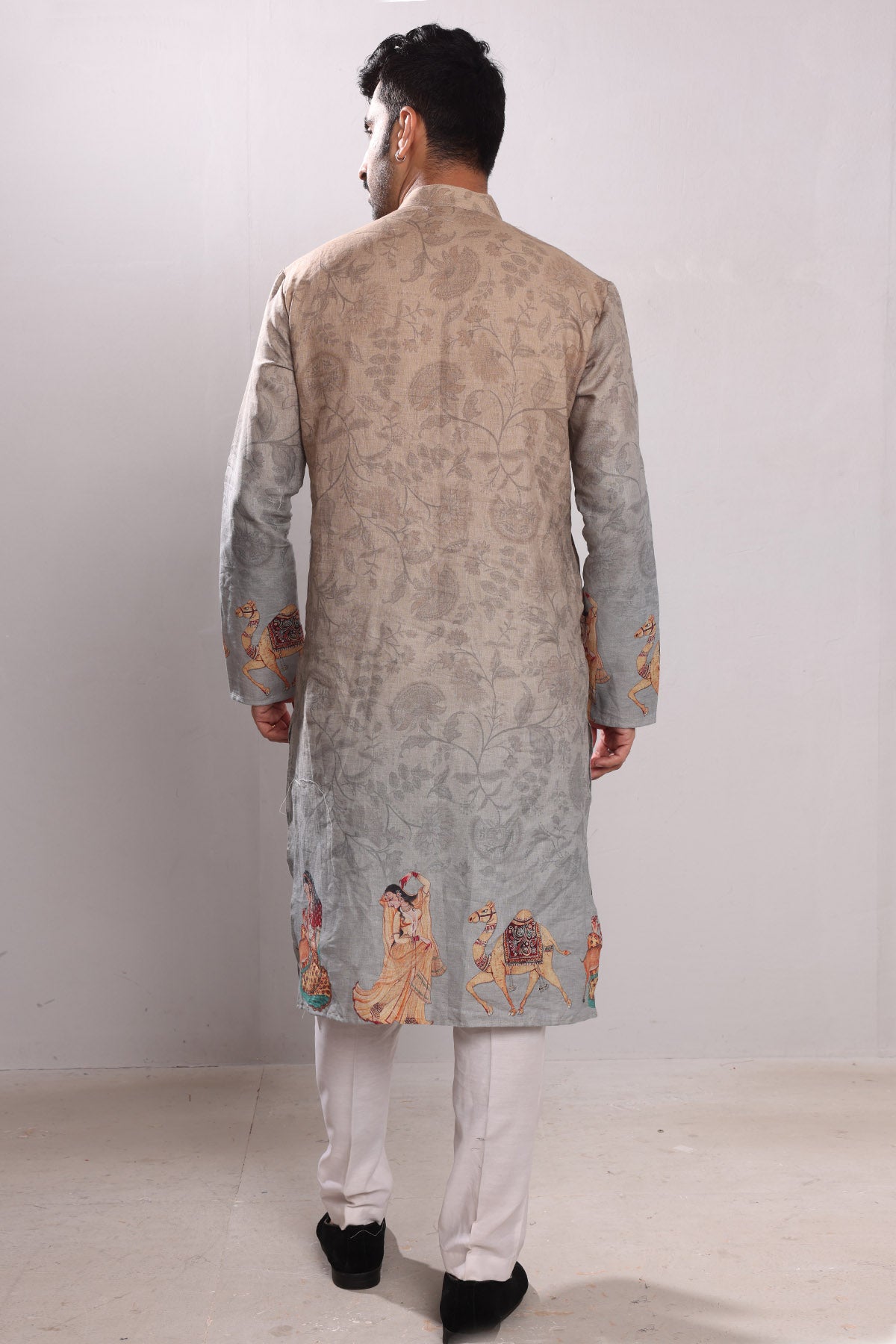 Printed Ombre Pure Linen Kurta