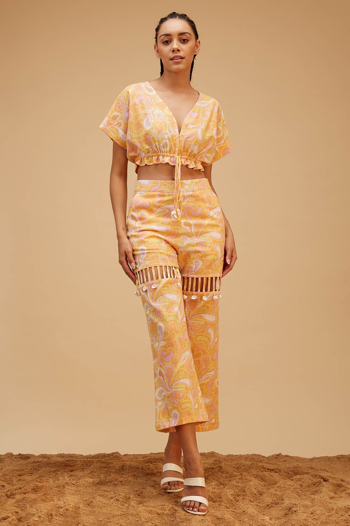 Buy Printed Orange Cotton Co-ord Set Online