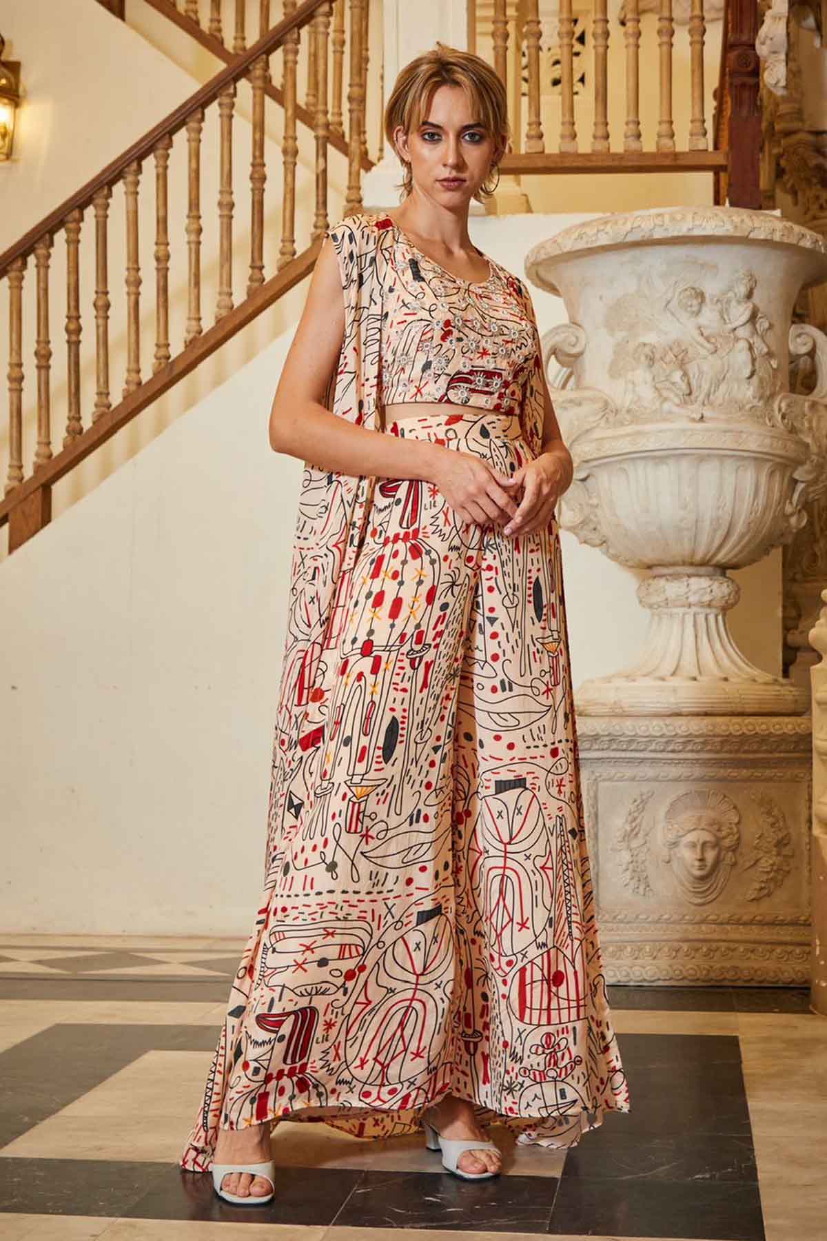 Printed Palazzo & Jacket Set