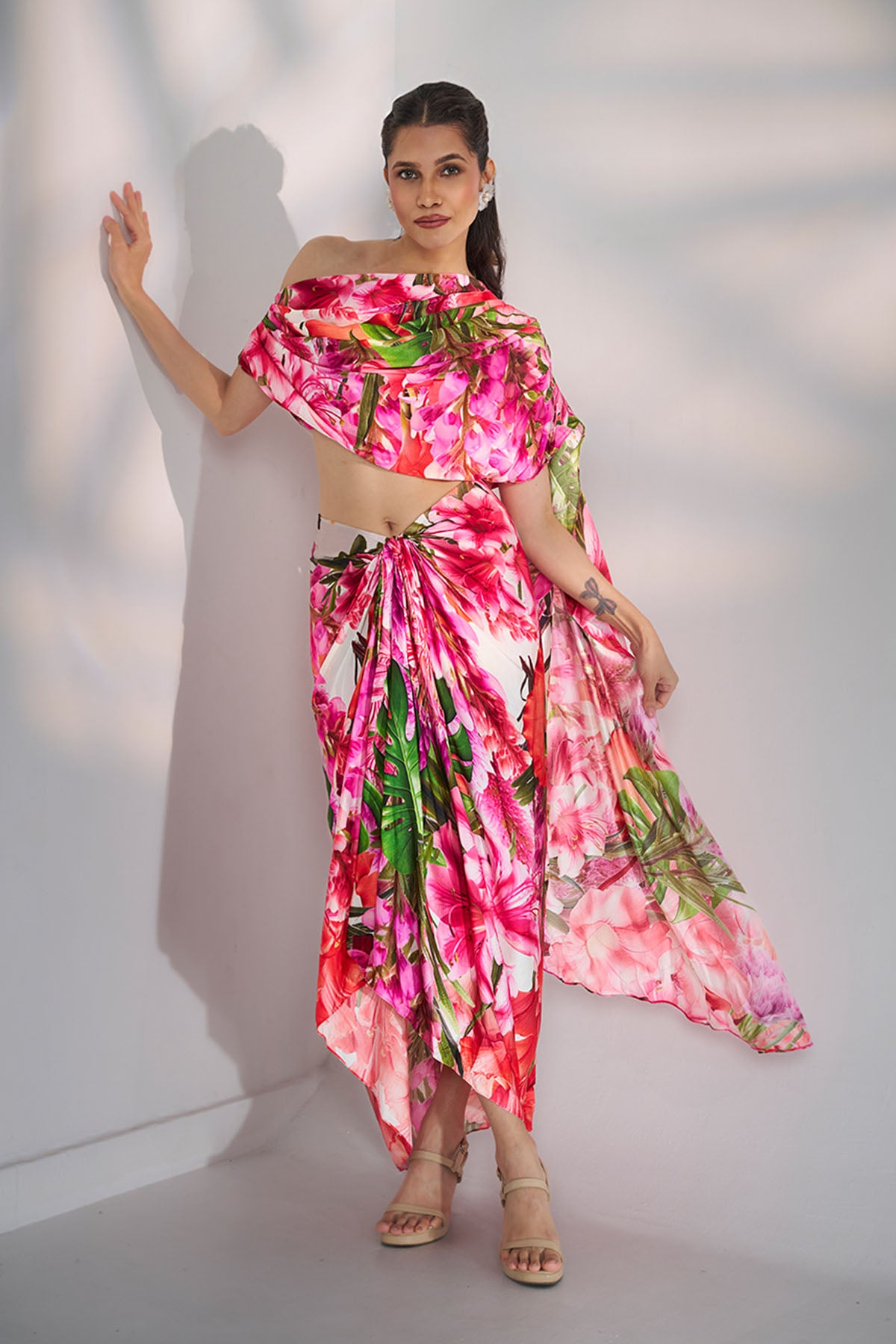 Floral Pink Indo-Western Set