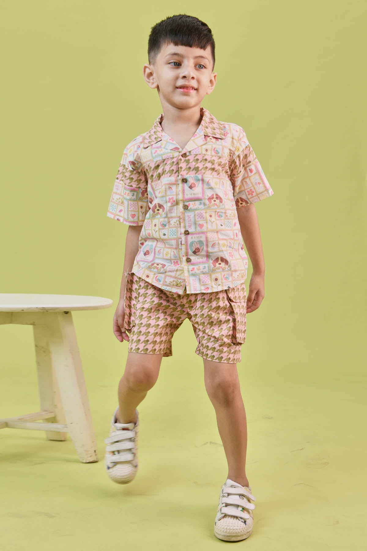 Designer Little Shiro Printed Shirt & Shorts Co-ords For Kids (Boys & Girls) Available online at ScrollnShops