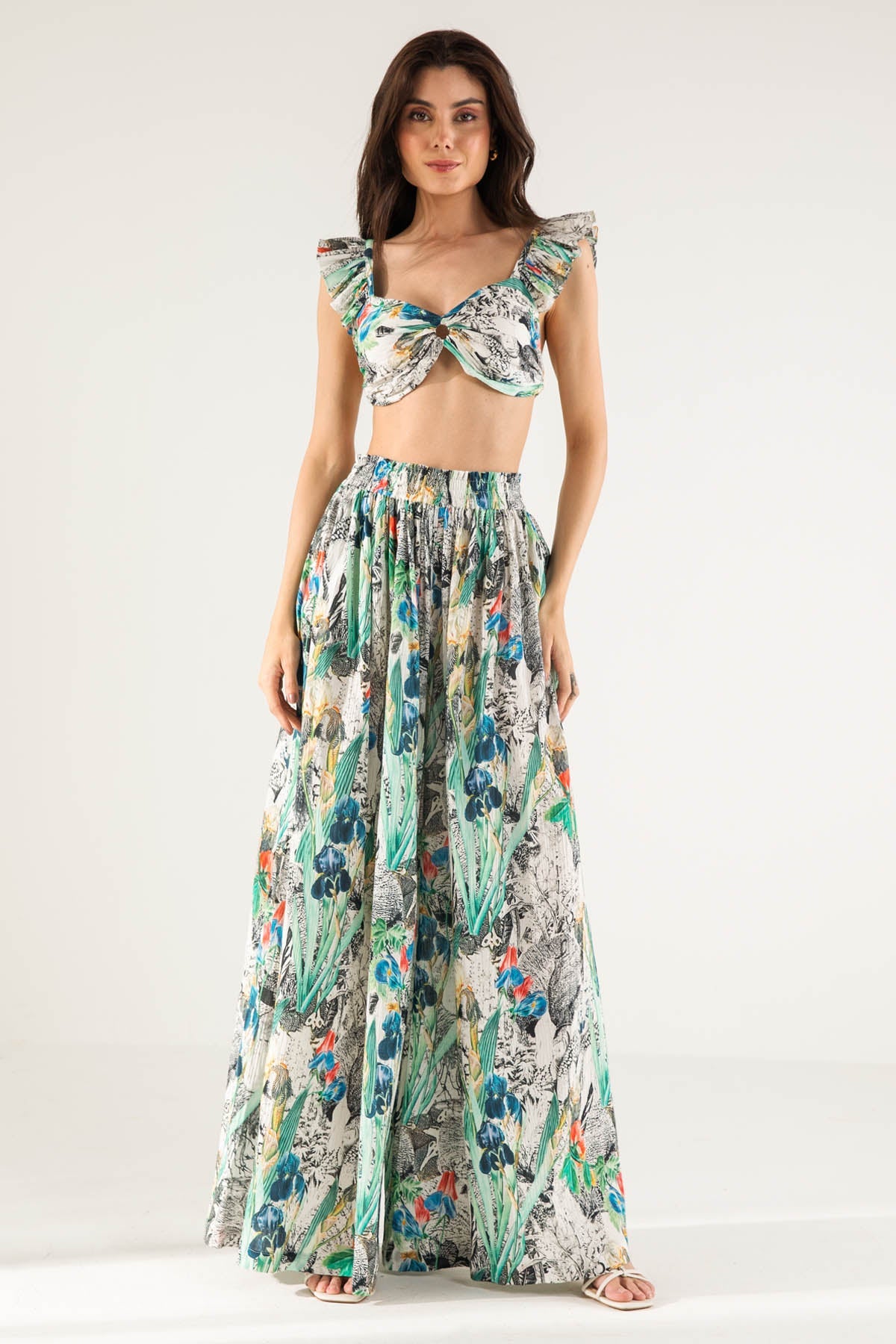 Reena Sharma Printed Top & Flared Pants Set For Women Online at ScrollnShops