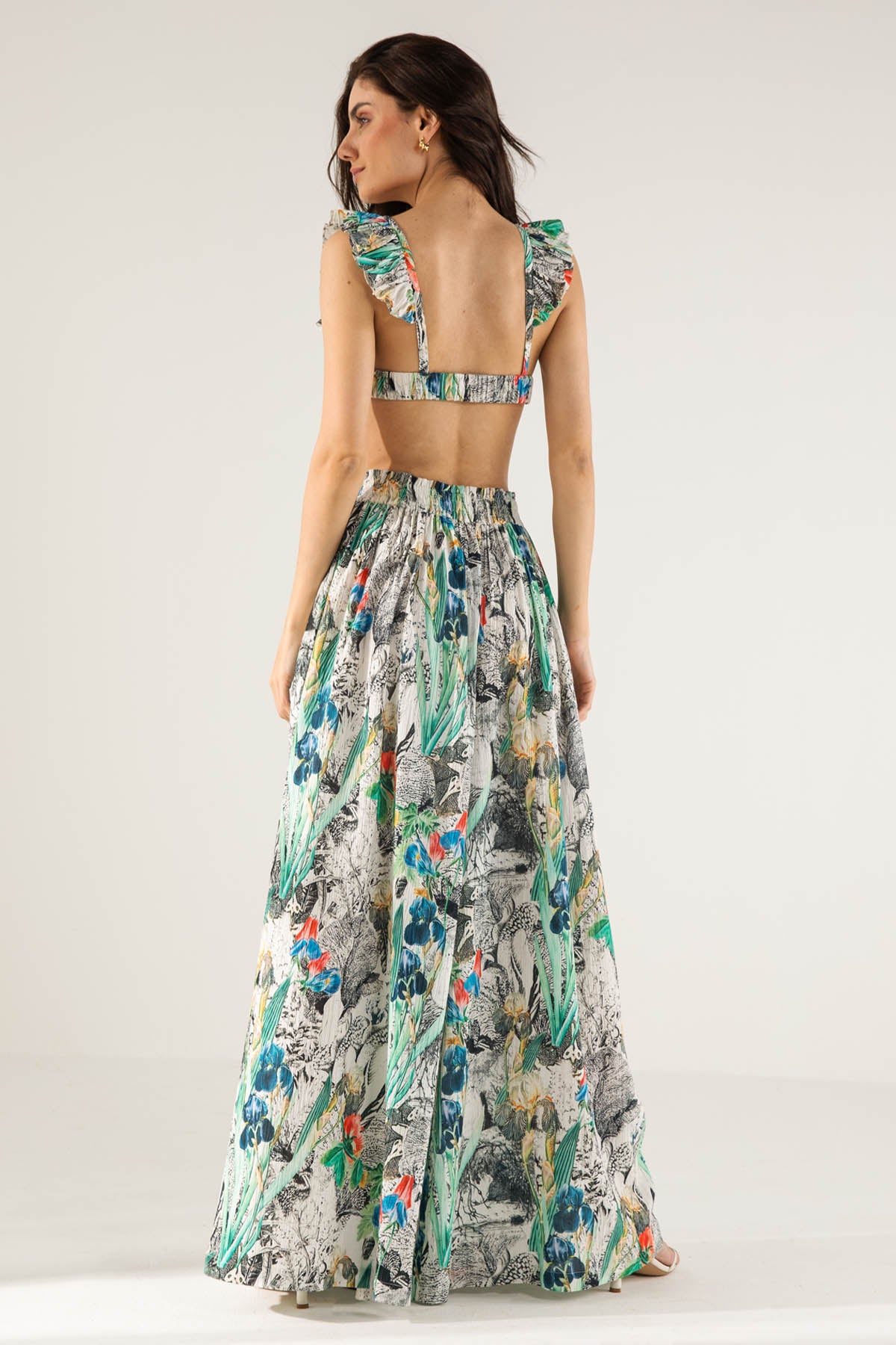 Printed Top & Flared Pants Set