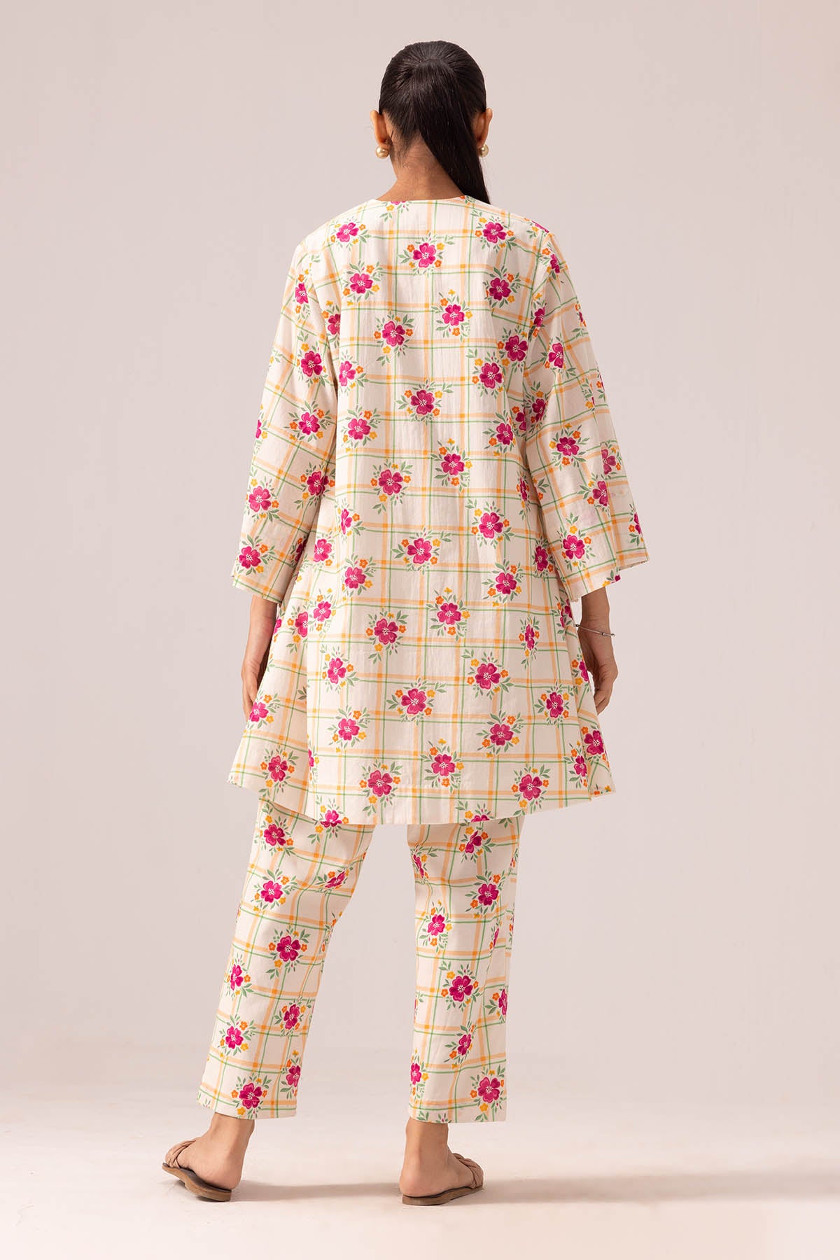 Printed V-Neck Cotton Kurta Set