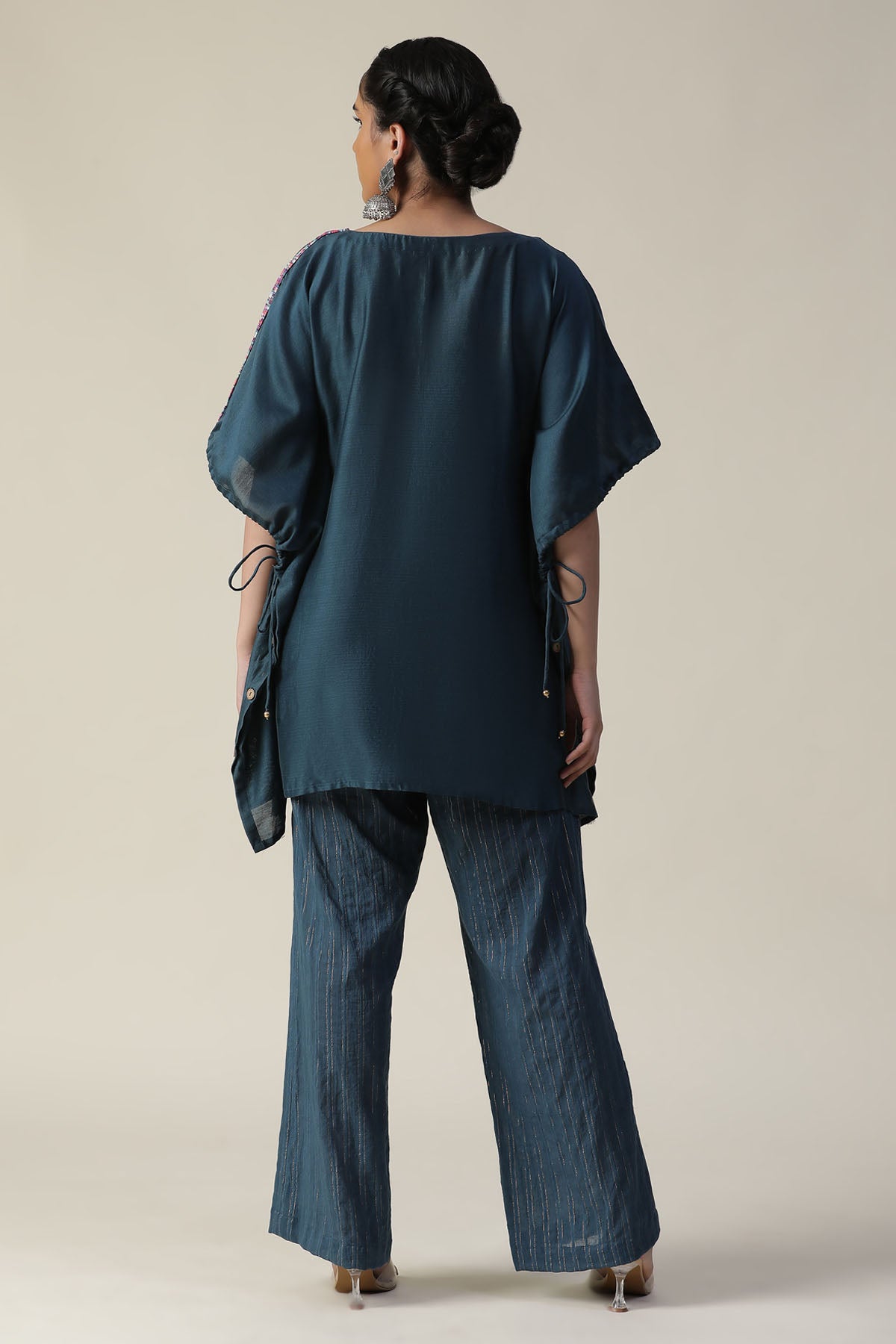 Prussian Blue Embroidered Kaftan Set