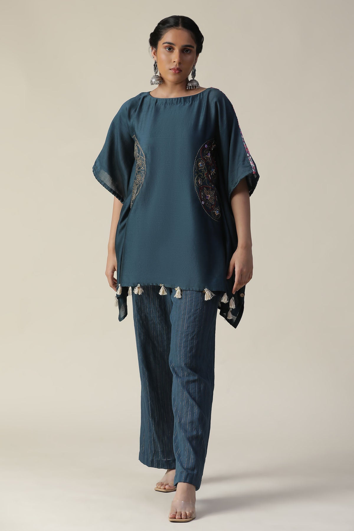 Buy Arpita SulakshanaPrussian Blue Embroidered Kaftan Set