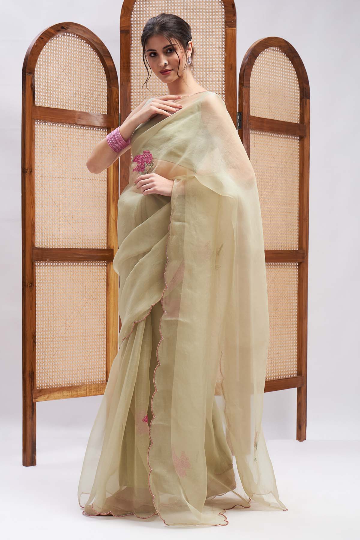 Pure Silk Organza Resham Saree