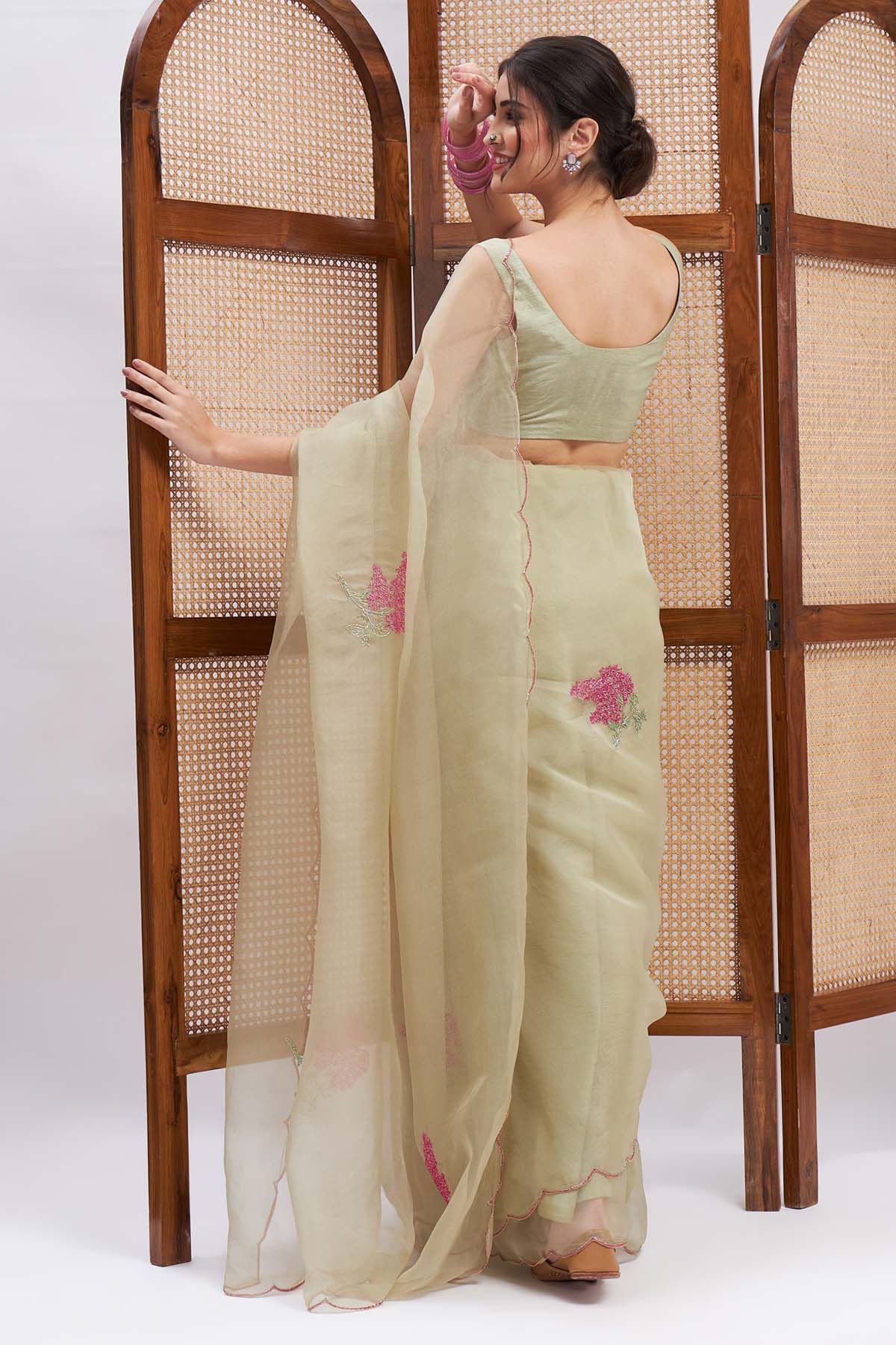 Pure Silk Organza Resham Saree