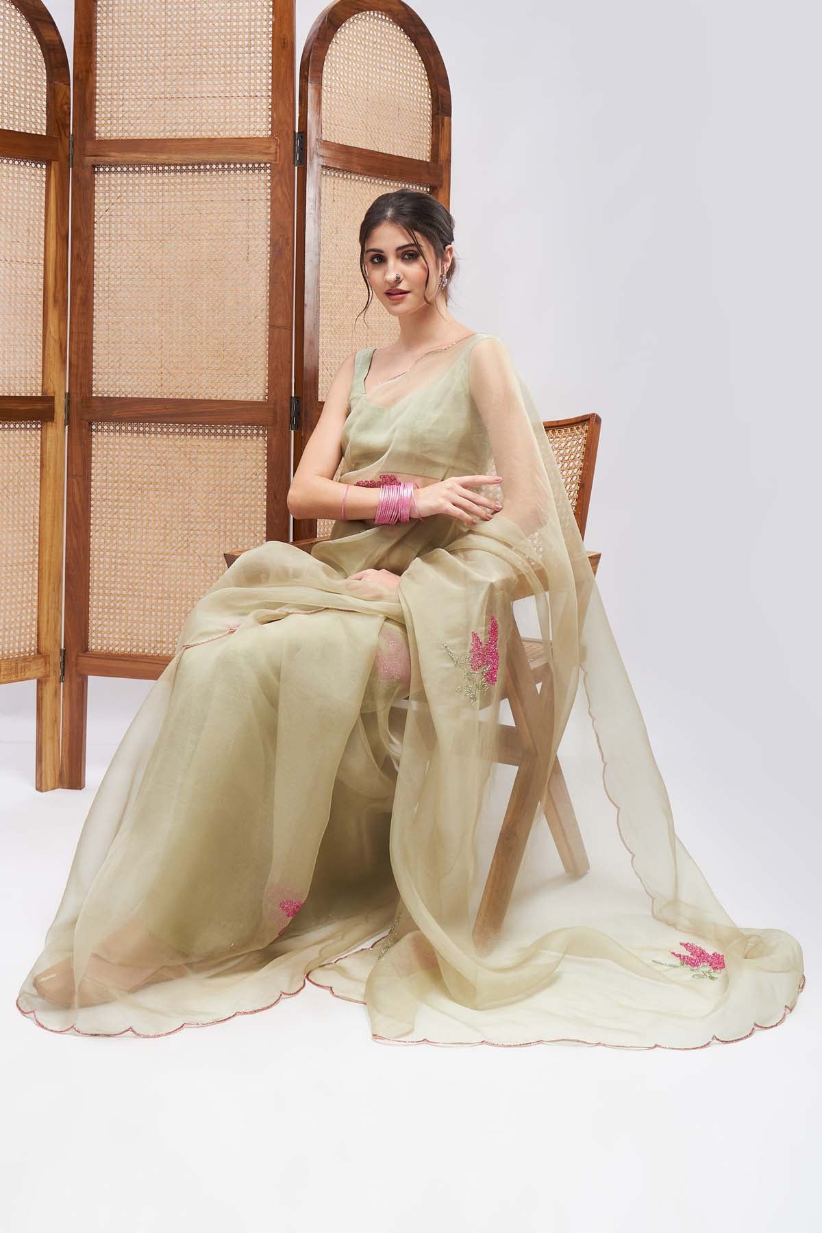 Pure Silk Organza Resham Saree
