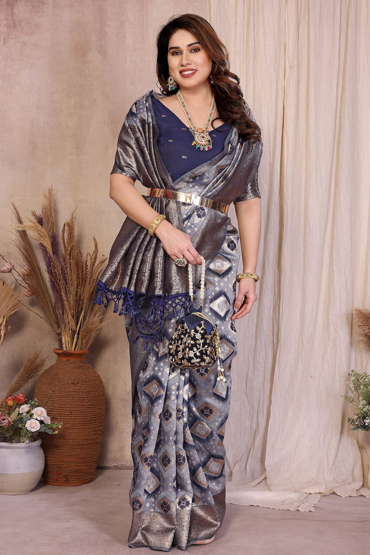 Pure Cotton Blue Weaving Saree