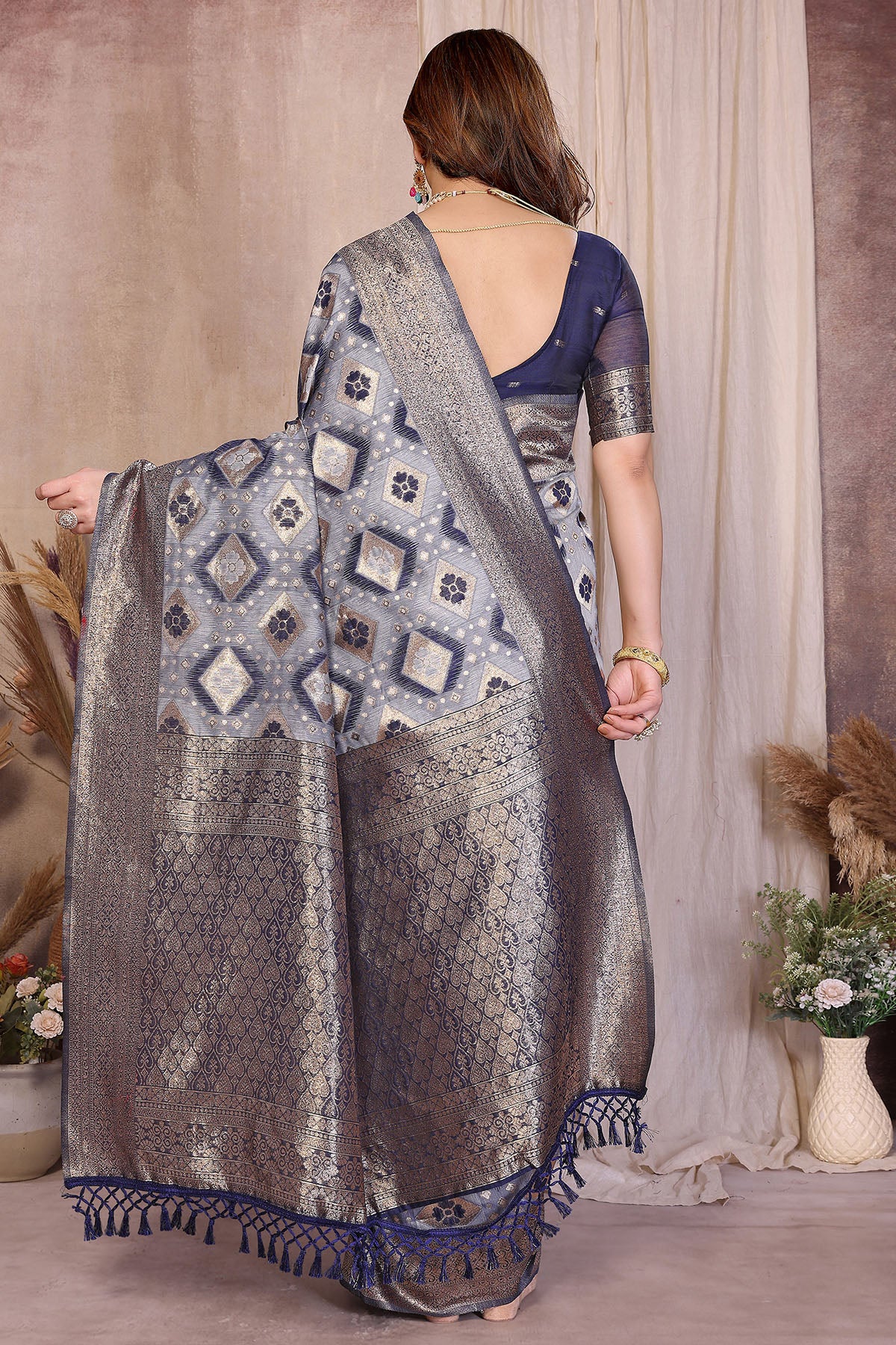 Pure Cotton Blue Weaving Saree