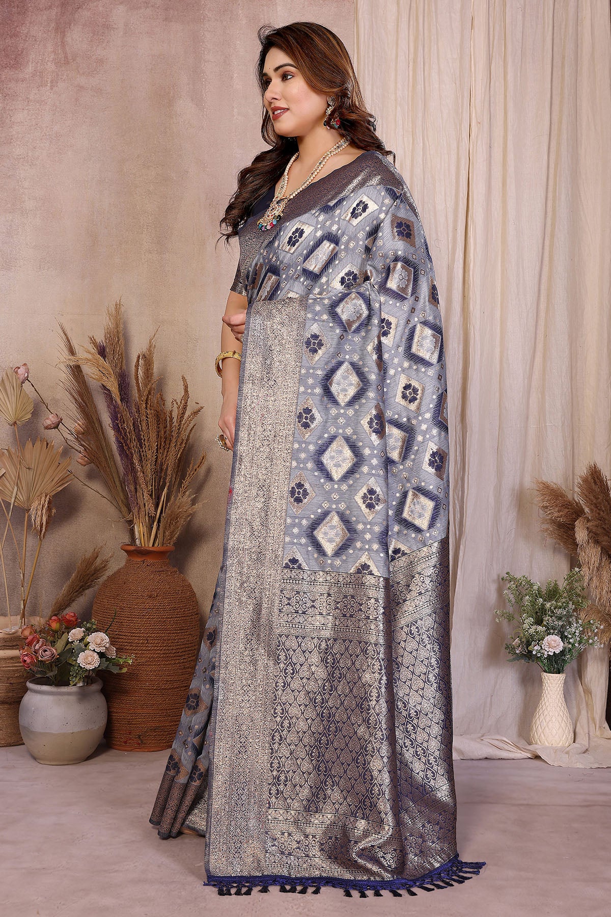 Pure Cotton Blue Weaving Saree