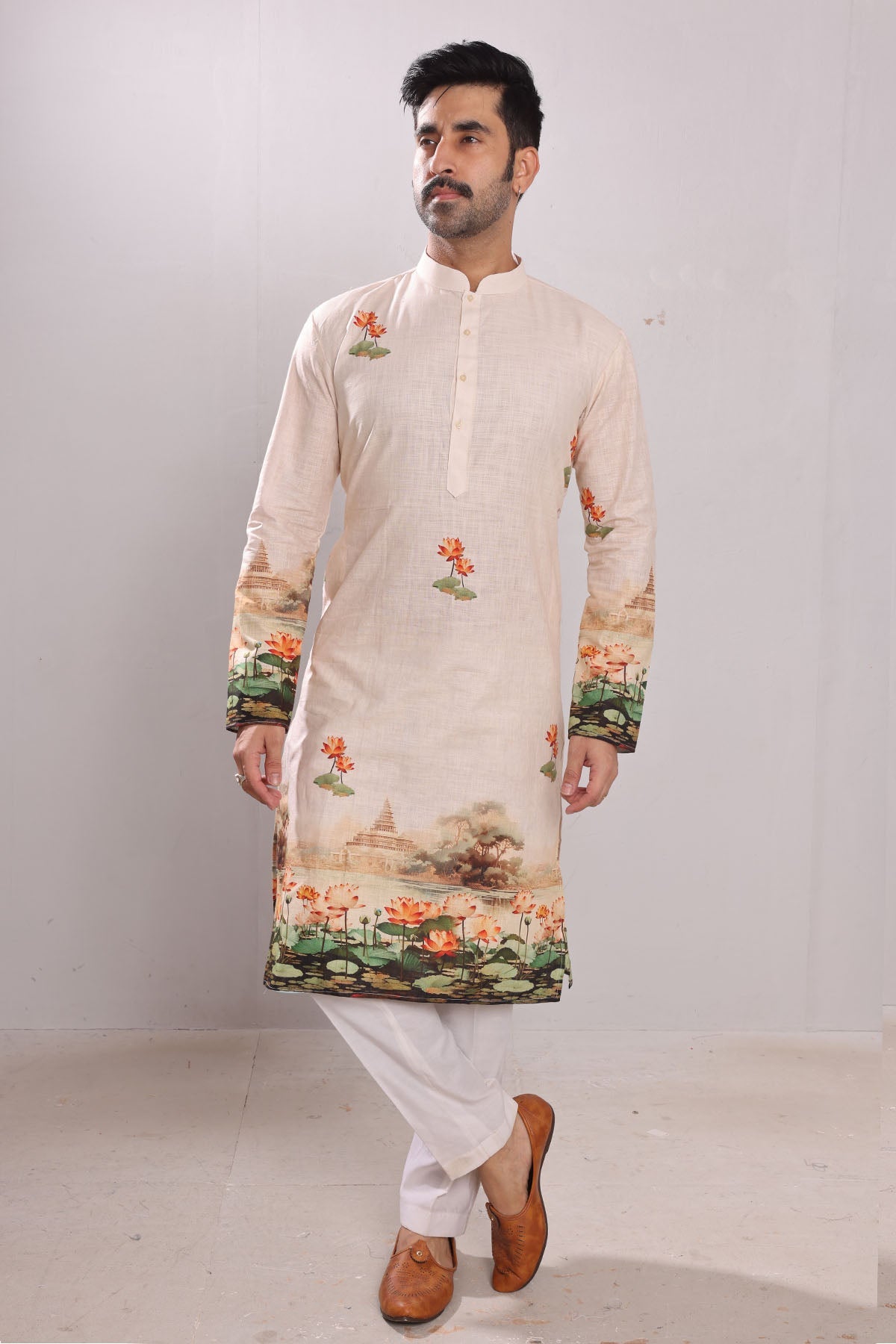 Buy Pure Cotton Chinese Collar Kurta by SNEHA B - Men for men online at ScrollnShops