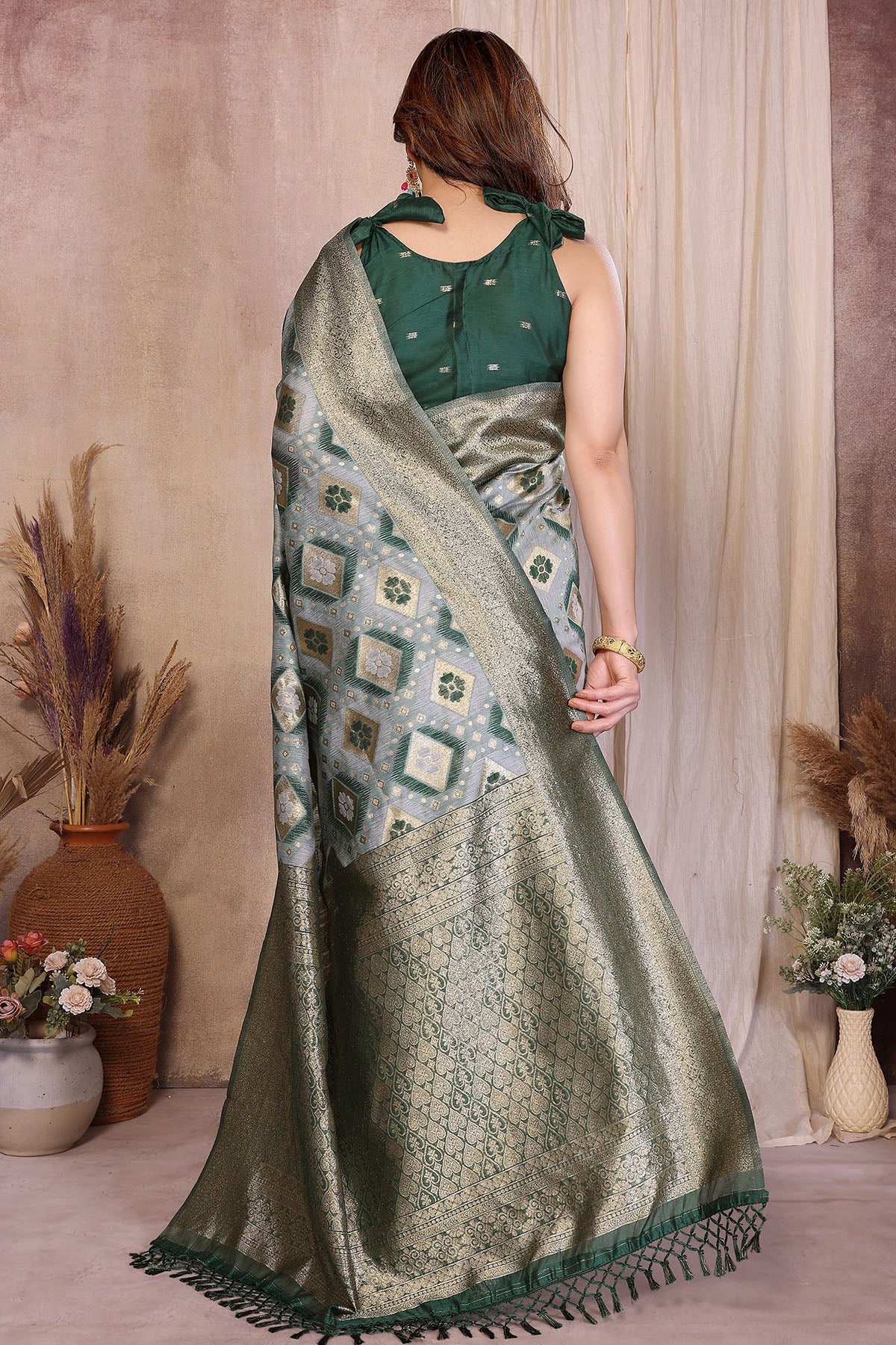 Pure Cotton Green Weave Saree