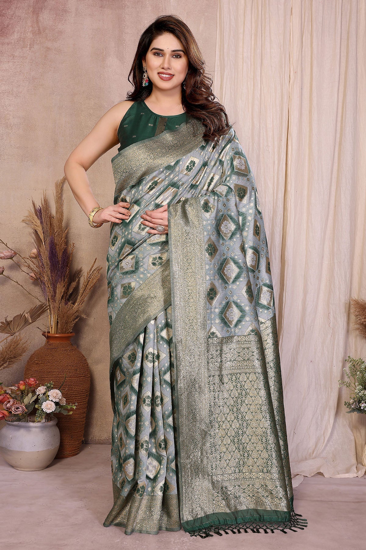 Buy Pure Cotton Green Weave Saree for women by Aastha Fashion online available at scrollnshops