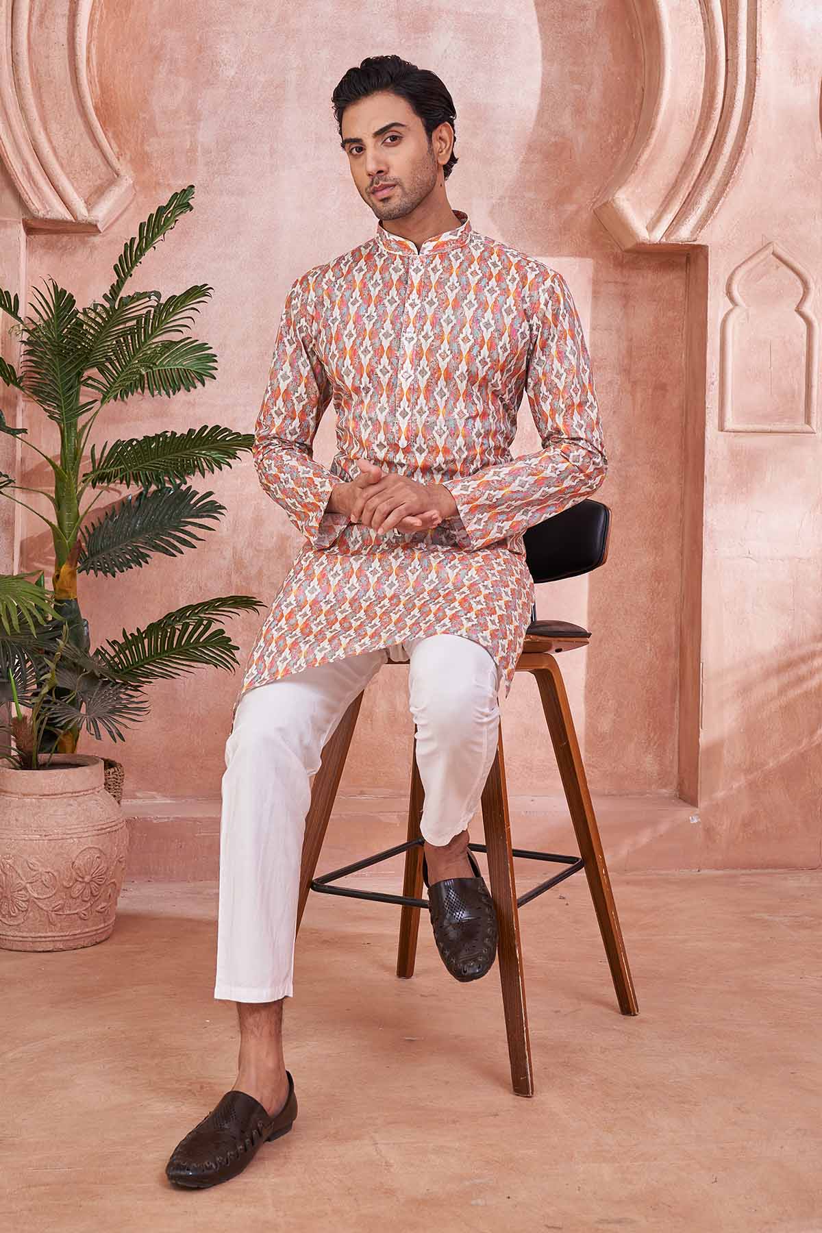 Buy Pure Cotton Multi Printed Kurta by SNEHA B - Men for online at ScrollnShops