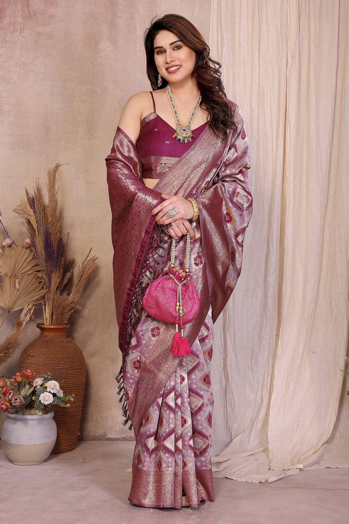 Pure Cotton Purple Weave Saree