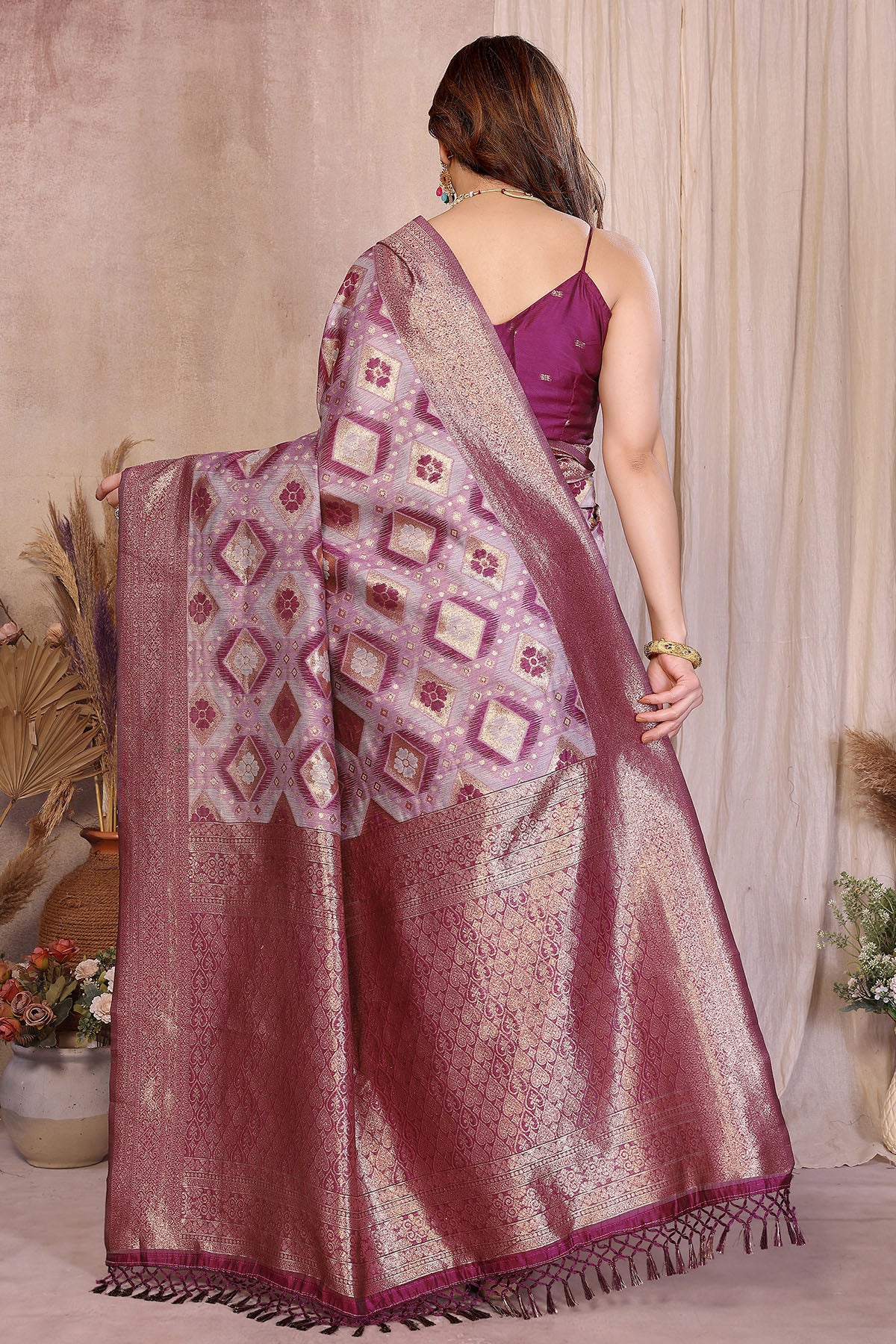Pure Cotton Purple Weave Saree