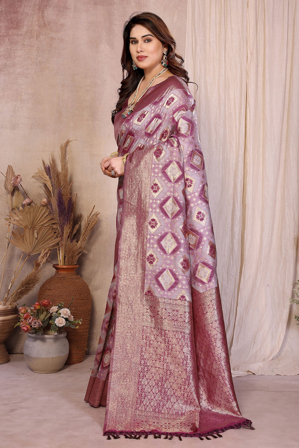Pure Cotton Purple Weave Saree