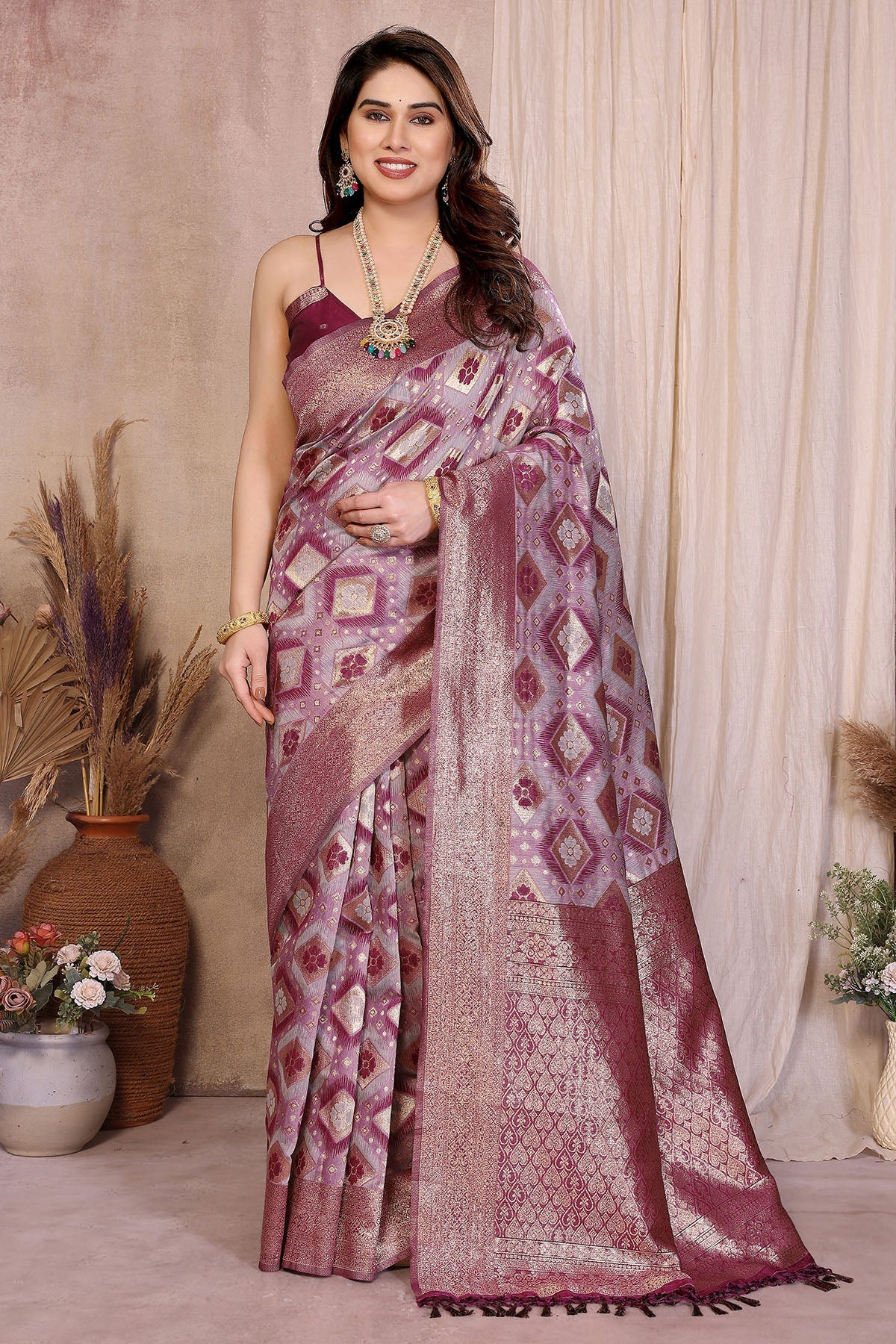 Buy Pure Cotton Purple Weave Saree for women by Aastha Fashion online available at scrollnshops