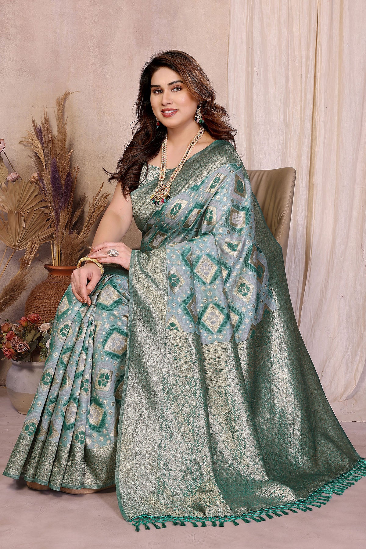 Pure Cotton Rama Weaving Saree