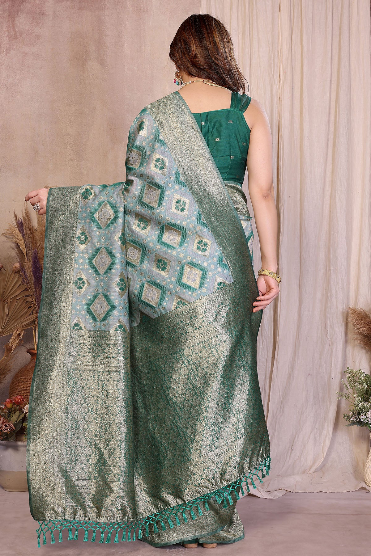 Pure Cotton Rama Weaving Saree