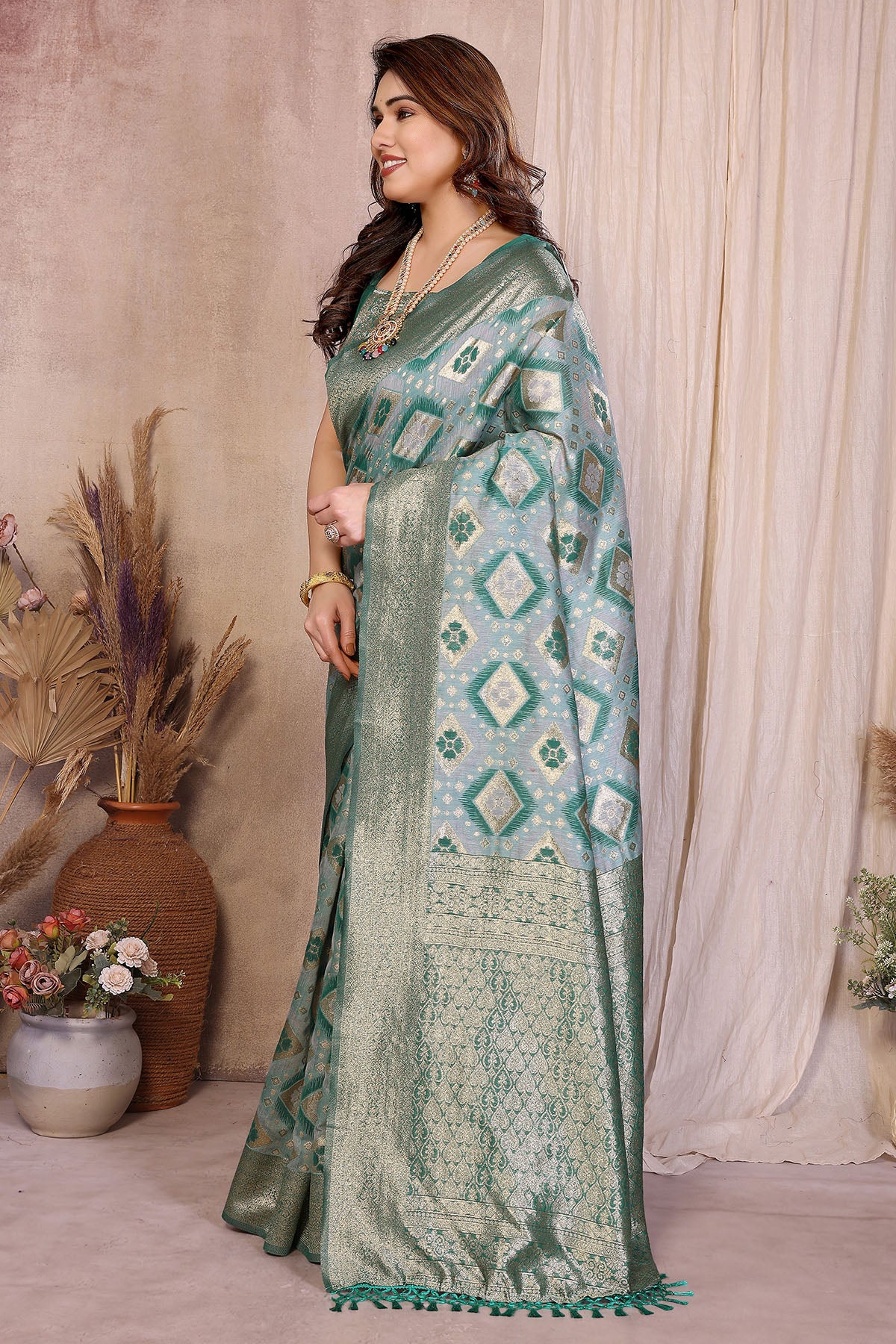 Pure Cotton Rama Weaving Saree