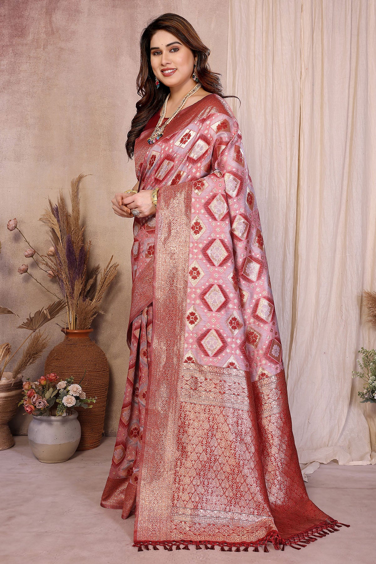 Pure Cotton Red Weaving Saree