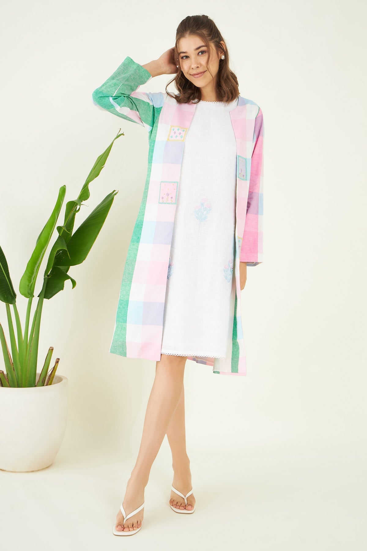 Buy Pure Linen Dress & Long Jacket Online