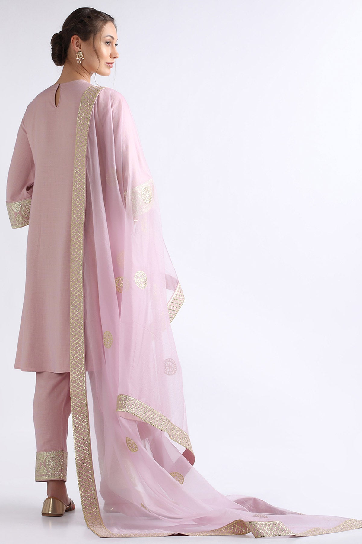 Purple A-Line Gota Kurta Set