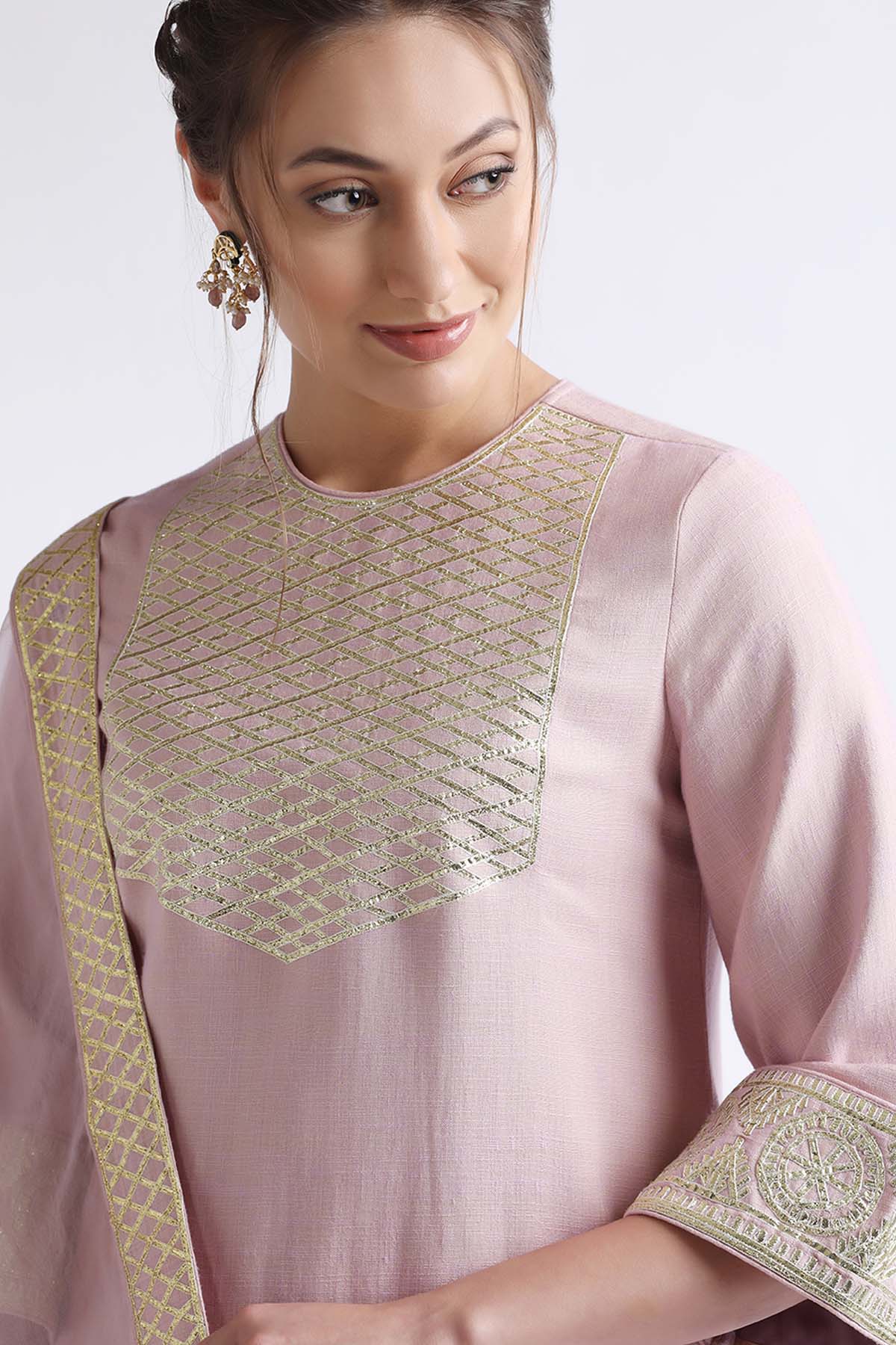 Purple A-Line Gota Kurta Set