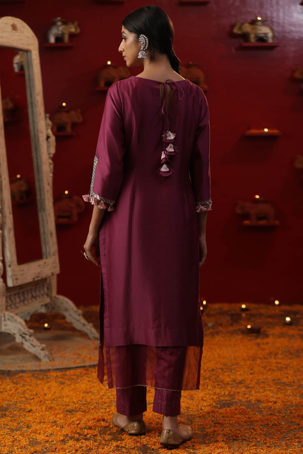 Purple Hand Painted Kurta Set