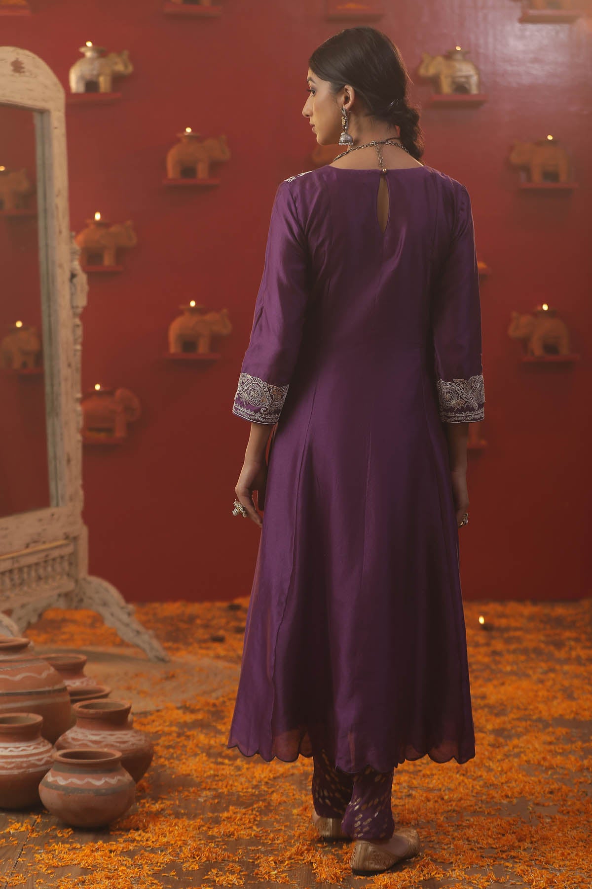 Purple Chanderi Dori Anarkali Set