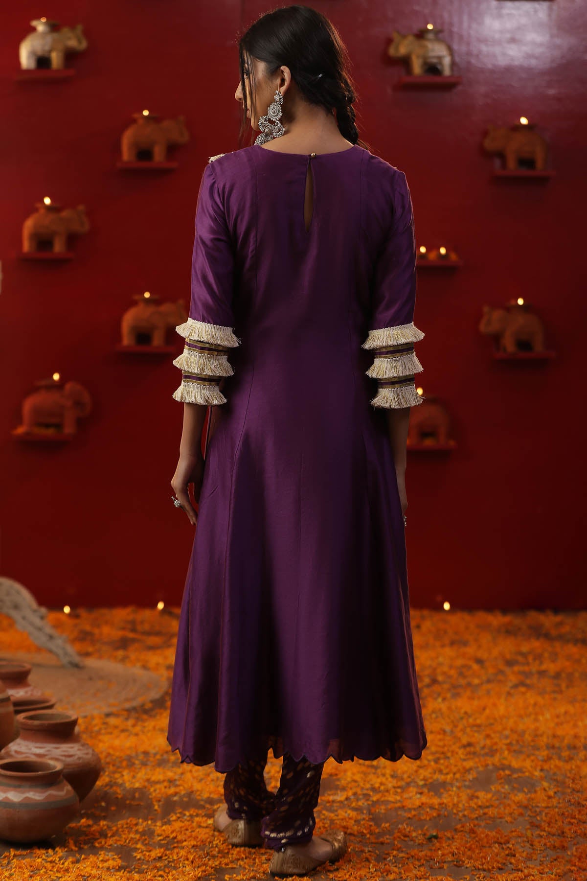 Purple Chanderi Dori Kurta Set