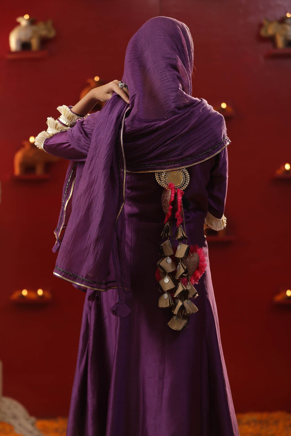 Purple Chanderi Dori Kurta Set