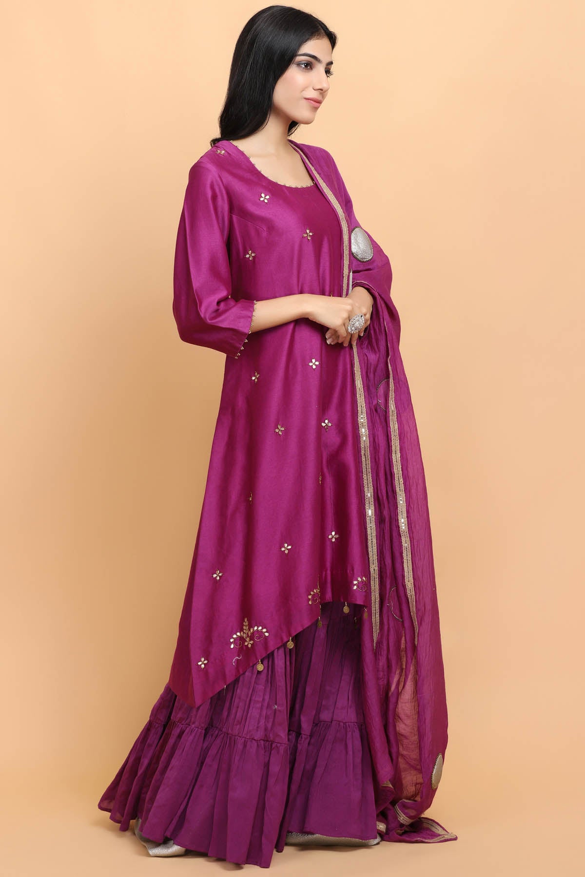 Purple Chanderi Silk Kurta Set