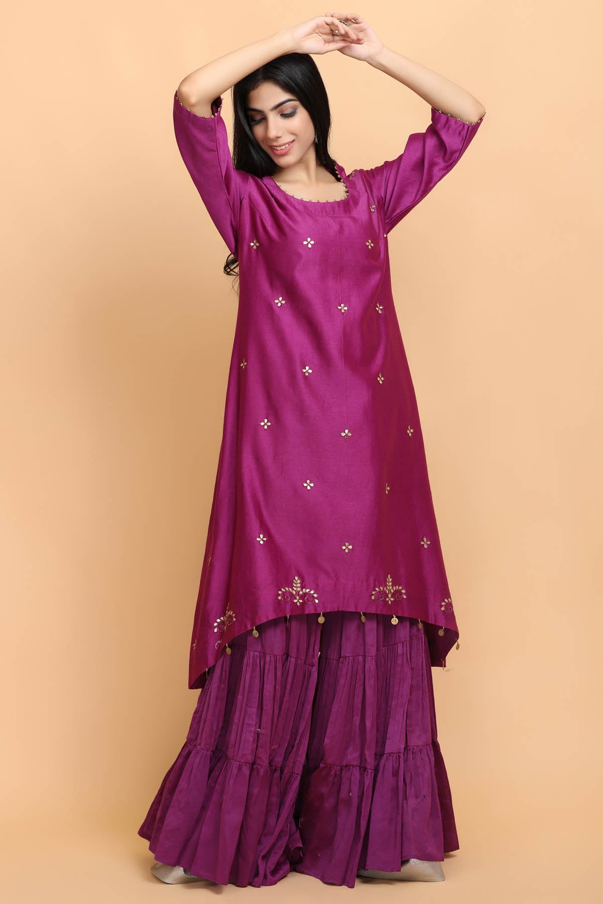 Purple Chanderi Silk Kurta Set