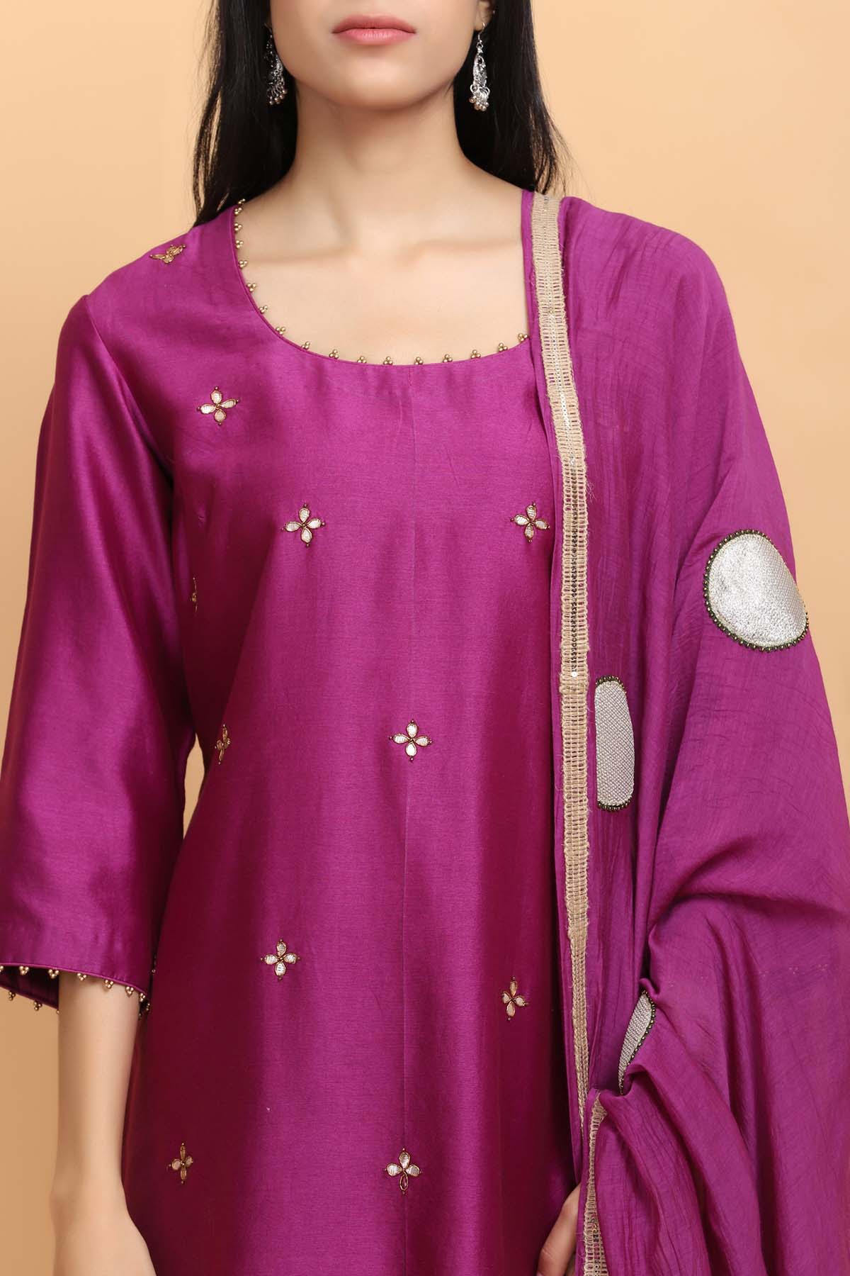 Purple Chanderi Silk Kurta Set