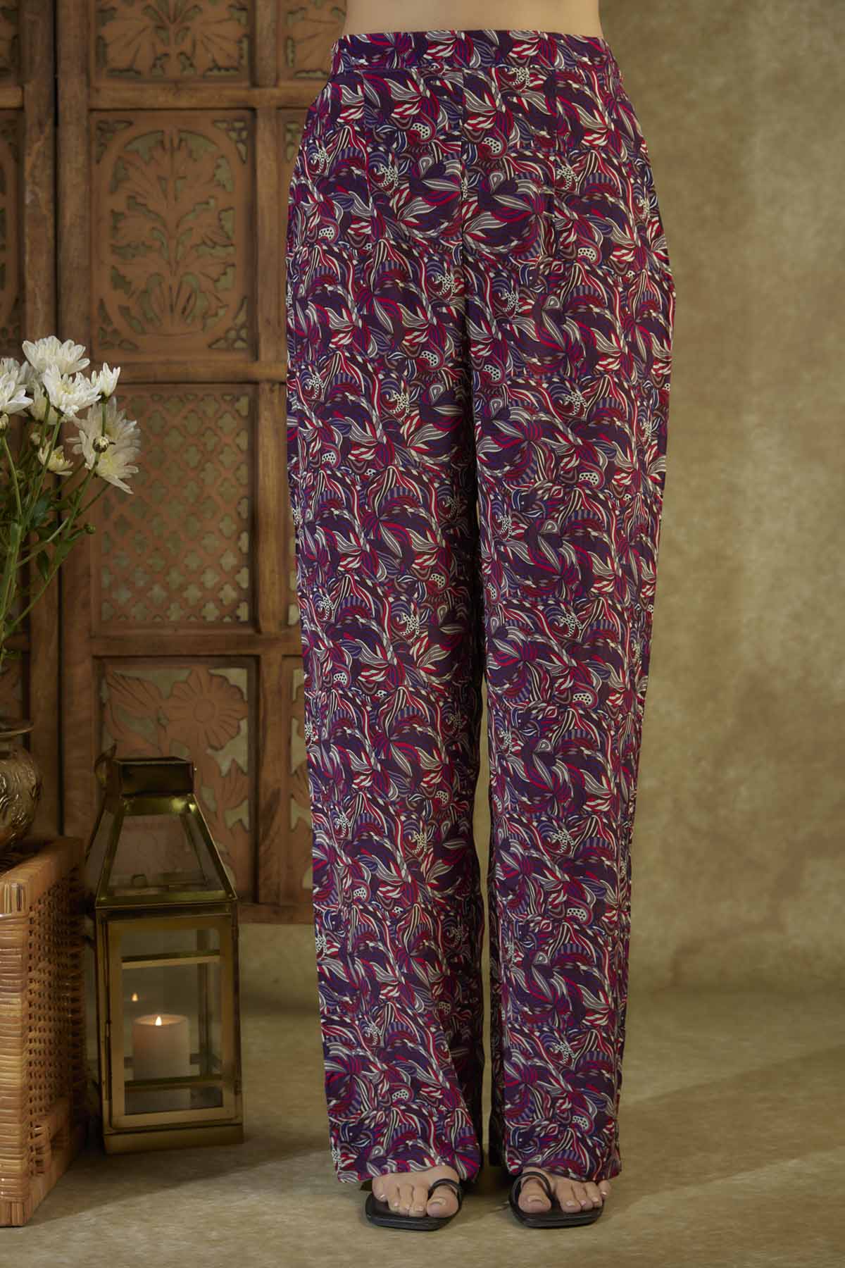 Purple Coins Embroidered Kaftan Set