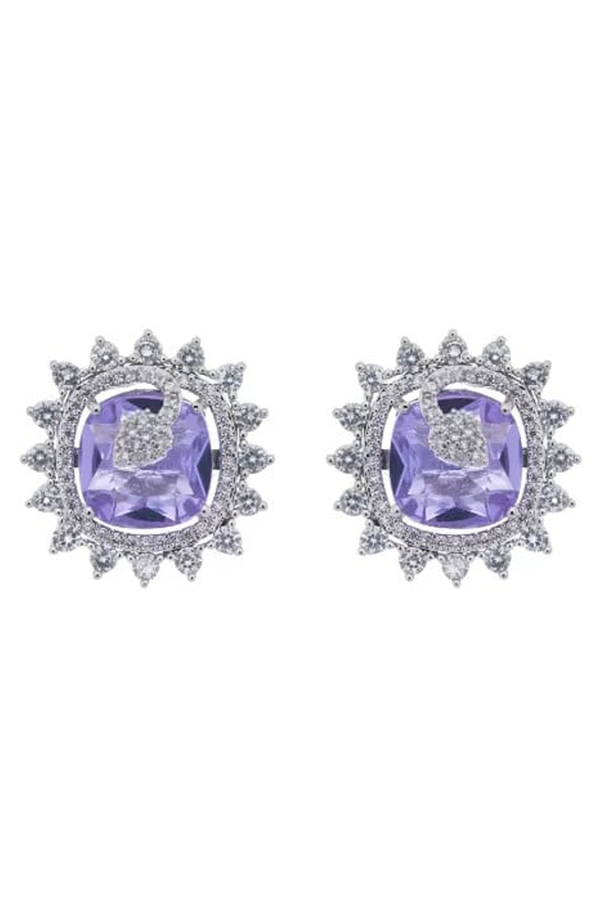 Purple Crystal Stud Earrings