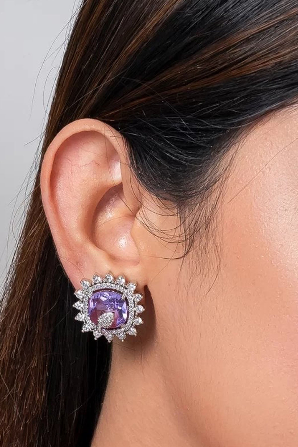 Purple Crystal Stud Earrings