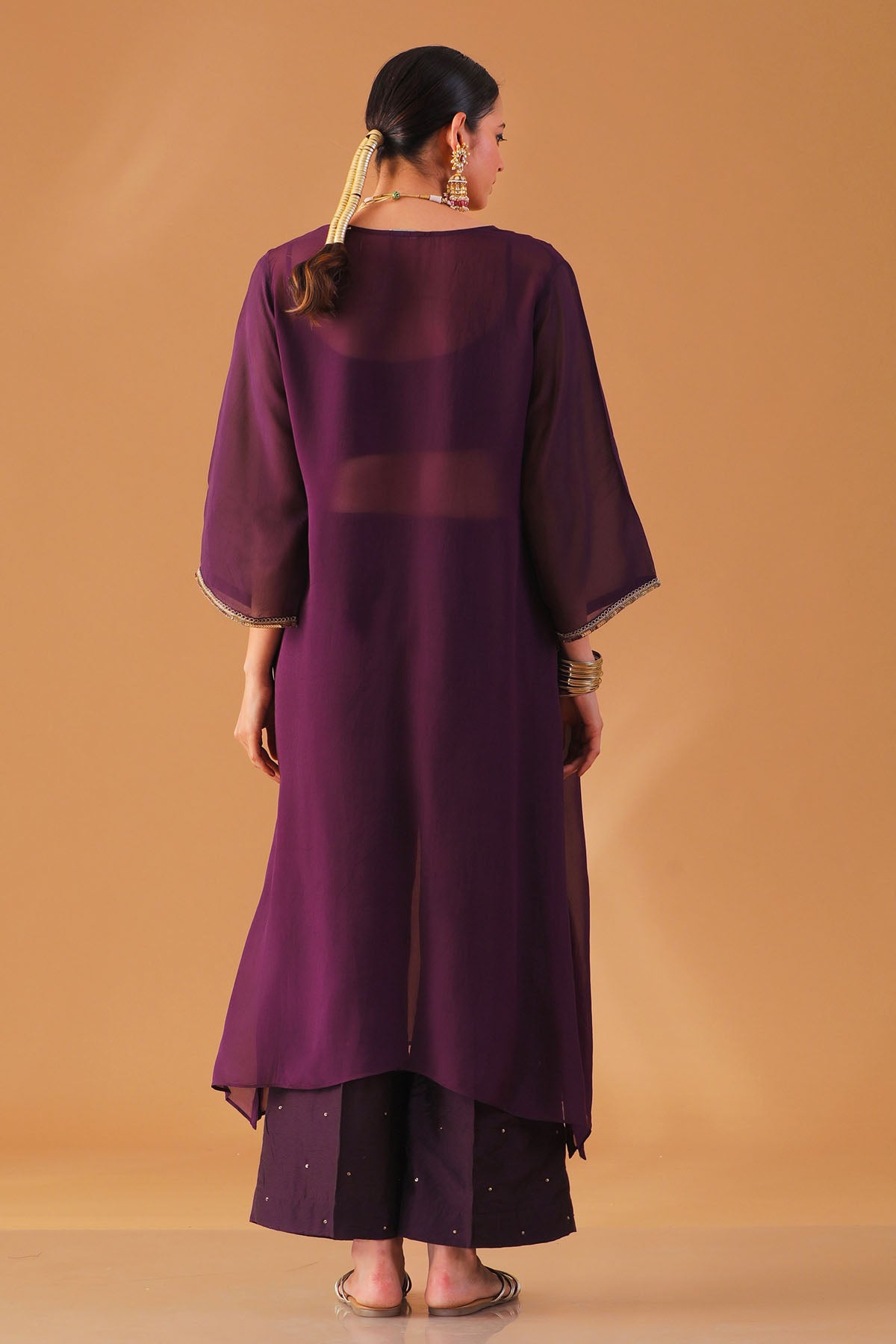Purple Embroidered Kurta Set