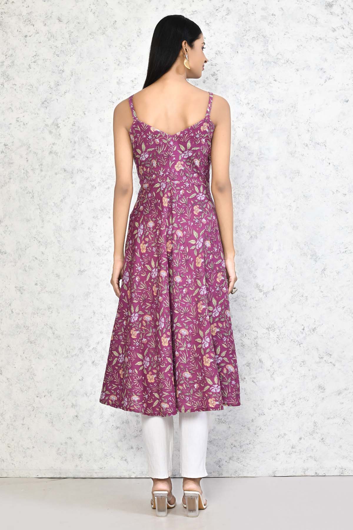 Purple Floral Midi Dress
