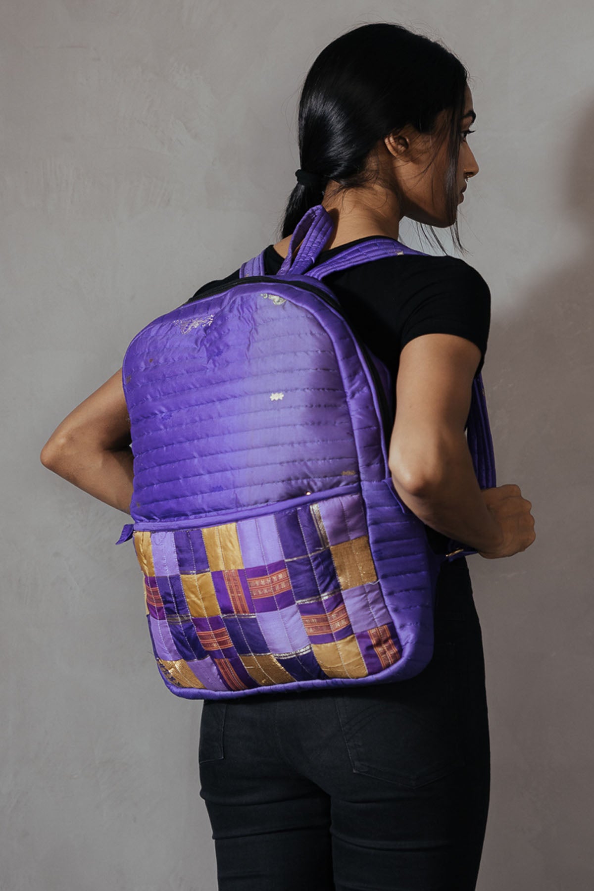 Purple Godhadi Patchwork Silk Bag
