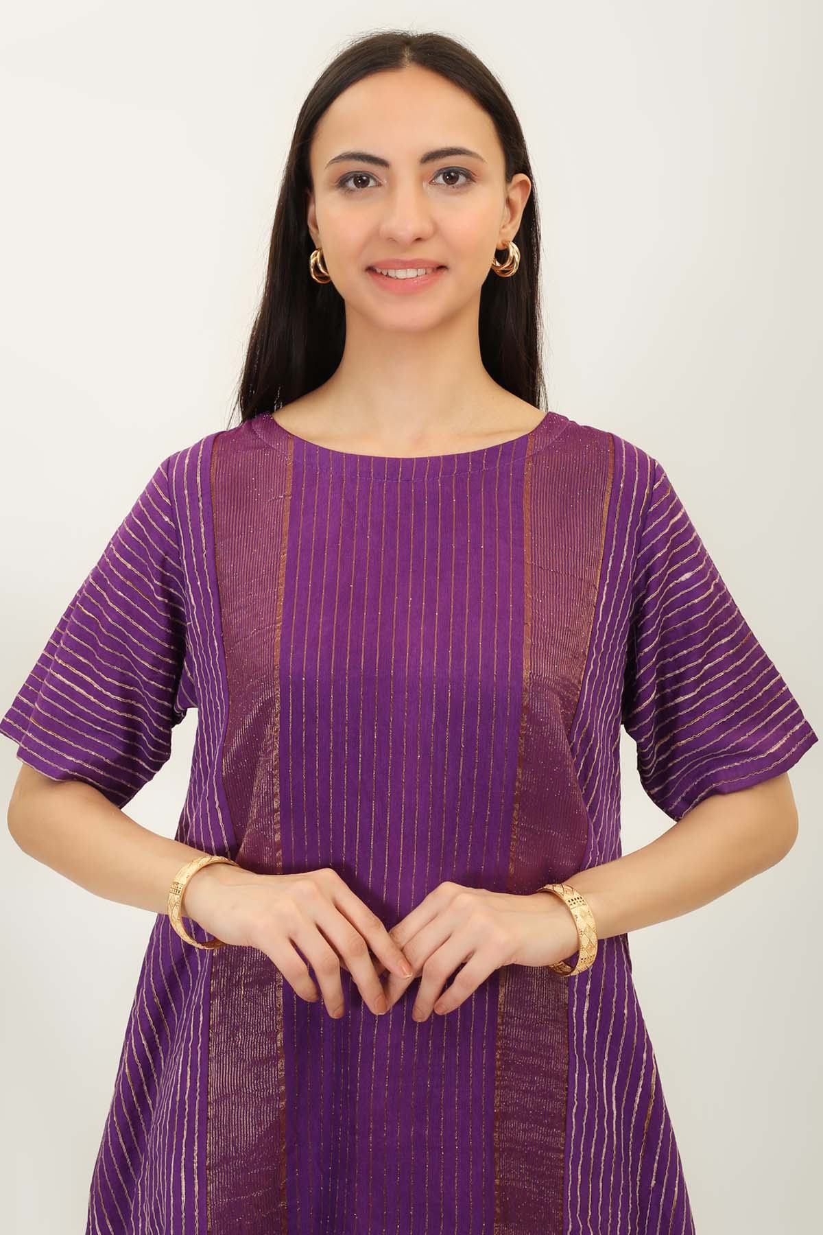 Purple Handwoven Silk Kurta Set
