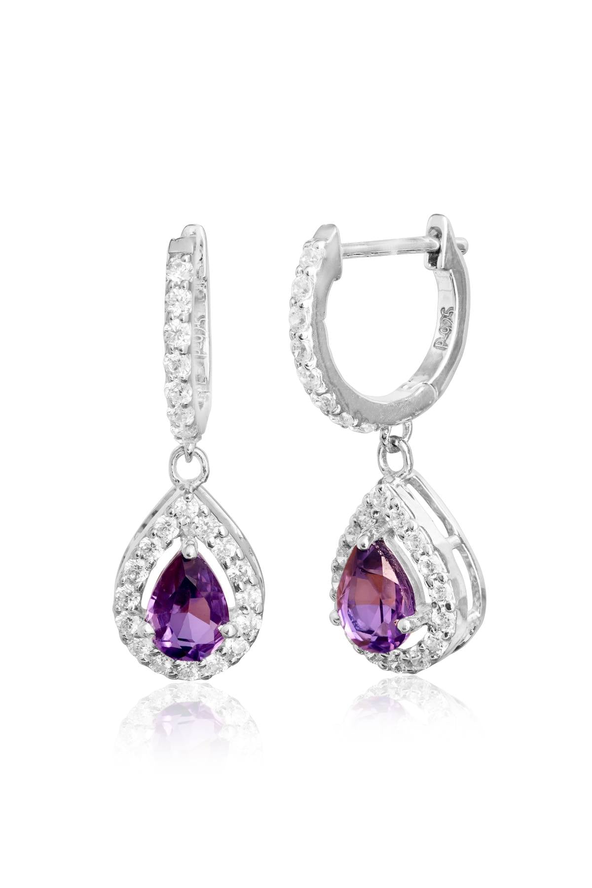Purple Pear Drop Earrings