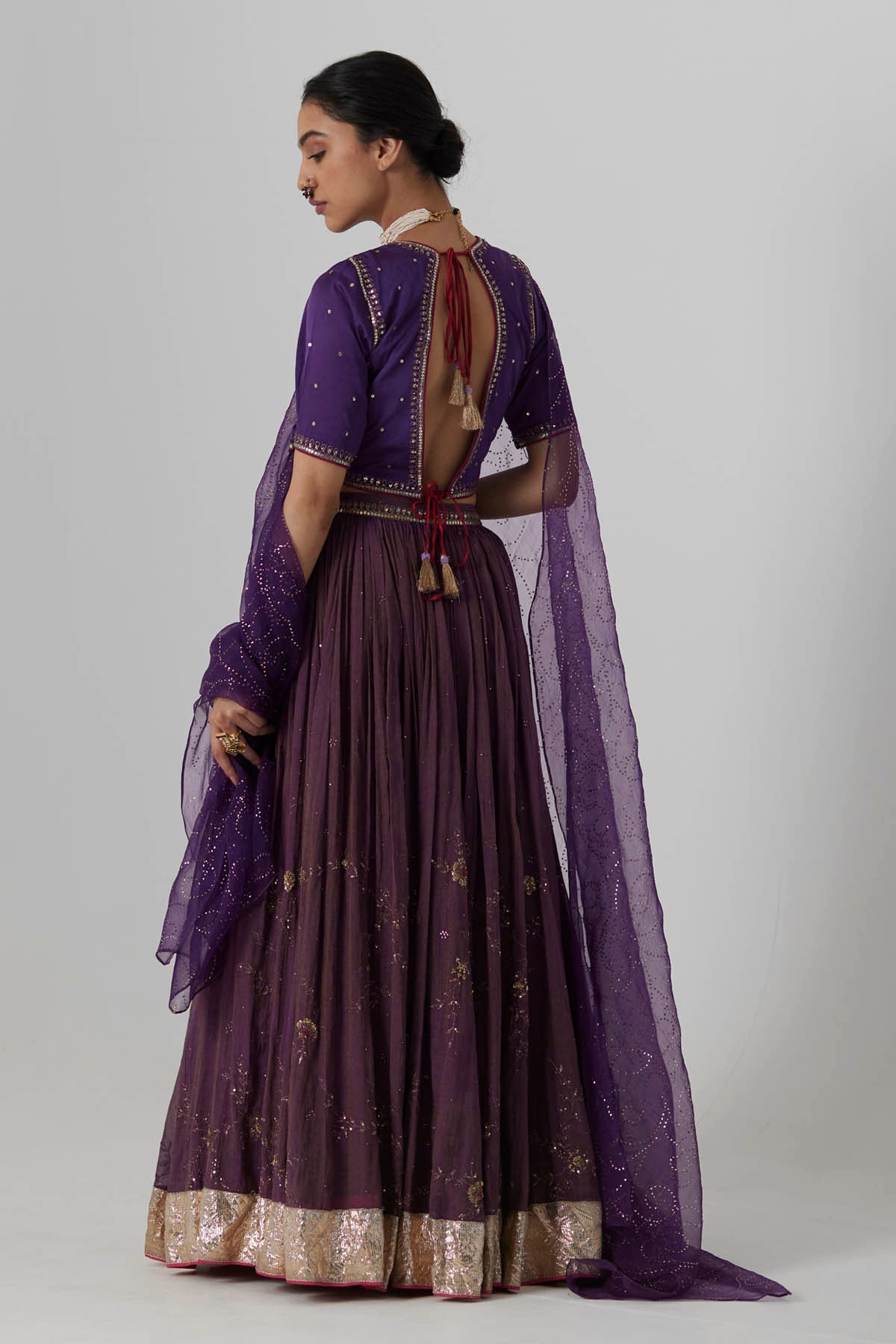 Purple Zardosi Embroidered Lehenga Set